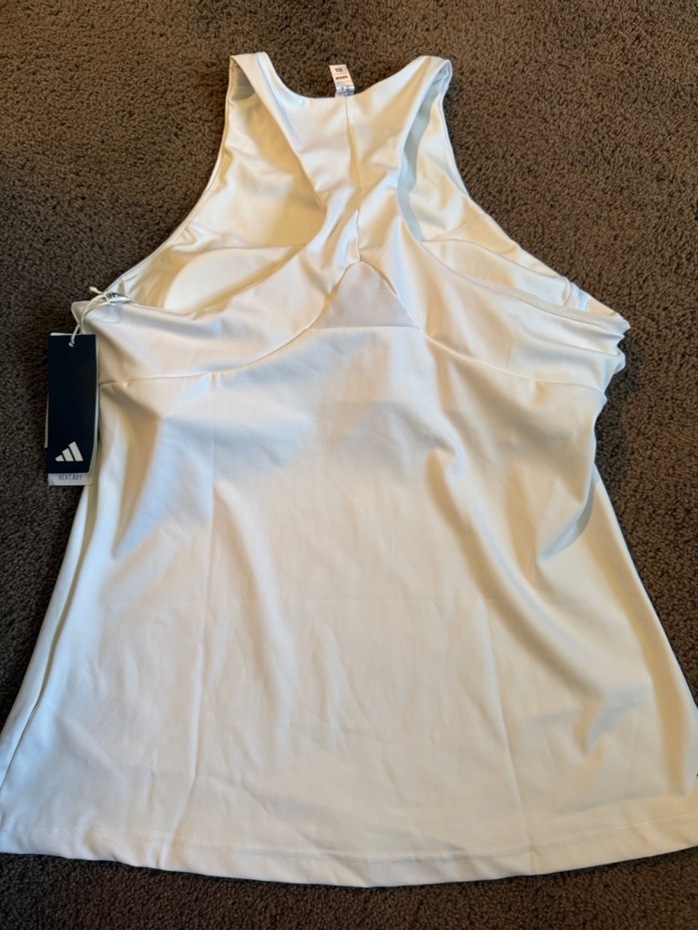adidas White Racerback Performance Y Tank with Black Logo Size L NWT - Picture 3 of 4